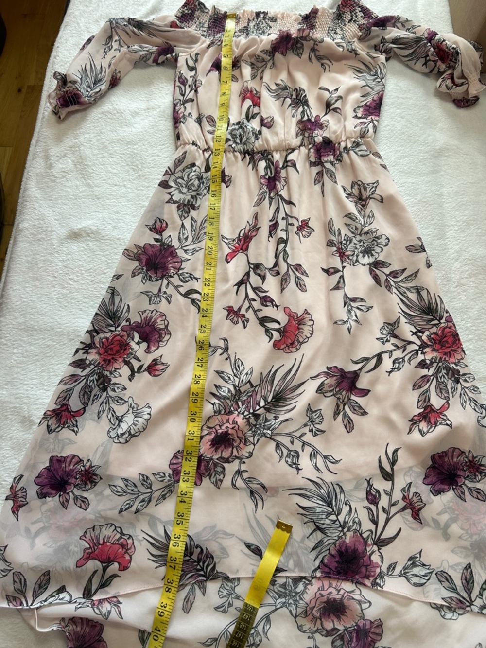 NWOT Reitmans Floral High Low Dress XS Off Shoulder Cottagecore Boho - Picture 6 of 12